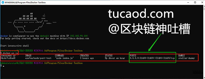 打开桌面的Docker Quickstart Terminal,输入docker ps -a 命令